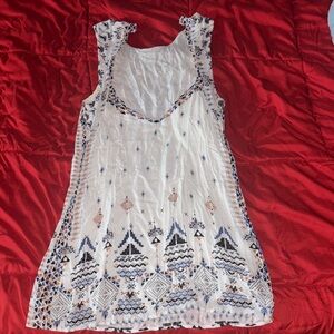 Ecote White and Blue Embroidered Blouse